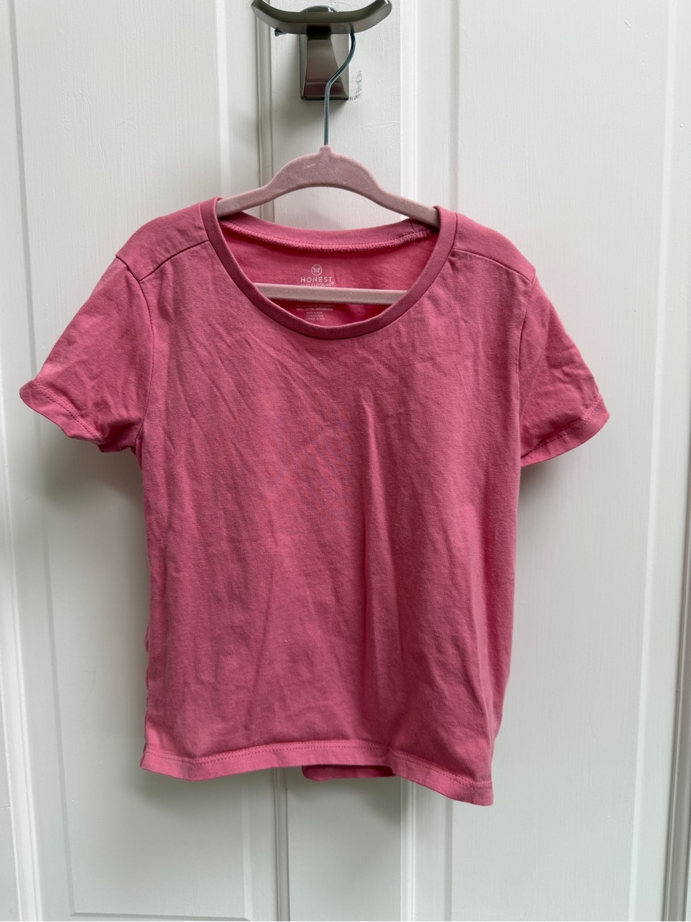 The Honest Company Girls 4T Pink Short Sleeve Crewneck Tee Shirt Top Blouse